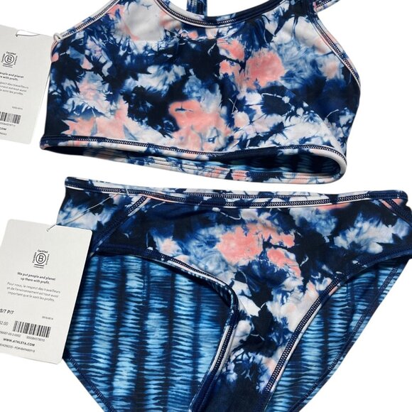 Athleta Girl Tie Dye Bikini Set Reversible Dream Crazy Navy Multicolor - Picture 4 of 4